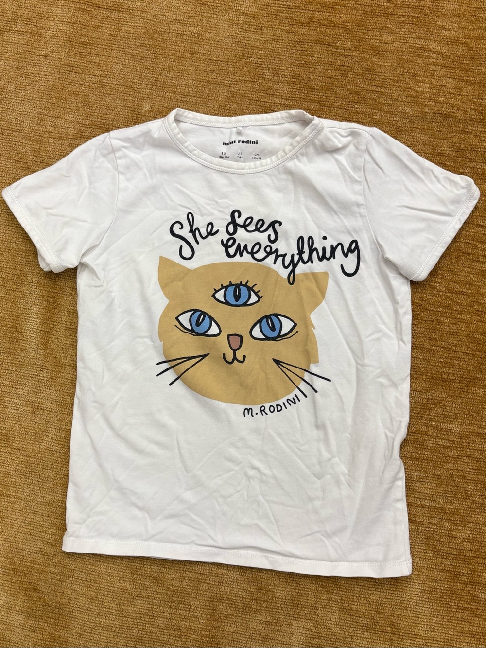 Mini Rodini She sees everything cotton tee  size 7 - 9 youth
